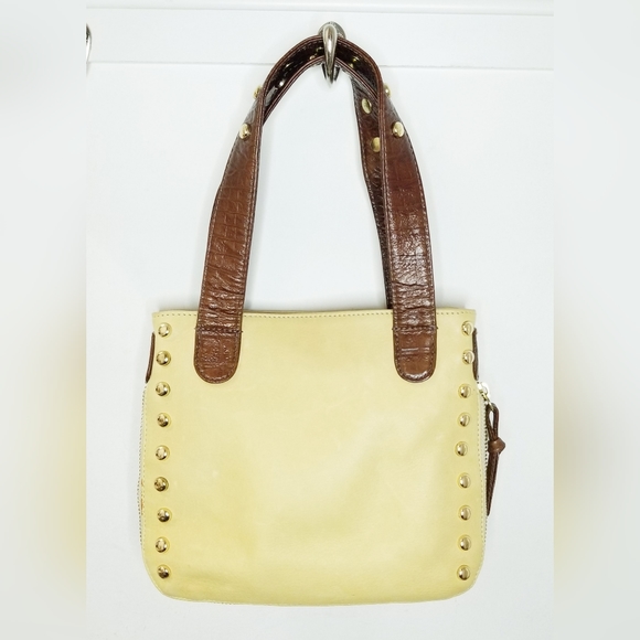 Zina Eva Mini Dante Golden Yellow & Brown Saddle Leather Handbag - Picture 2 of 10